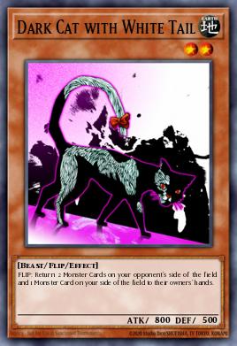 Card: Dark Cat with White Tail
